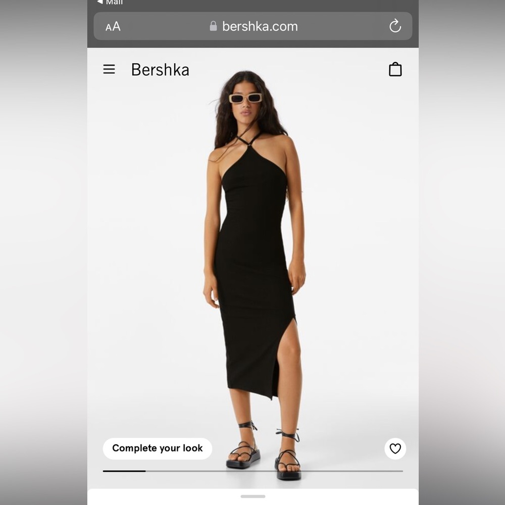 BERSHKA ribbed ring midi dress